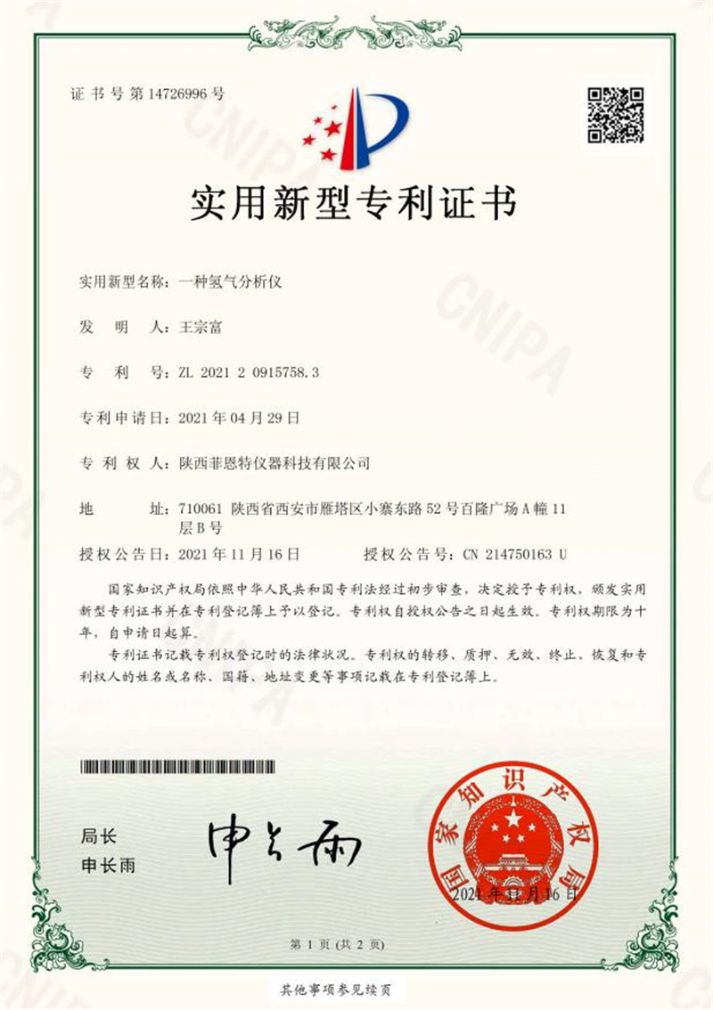 專(zhuān)利：一種氫氣分析儀